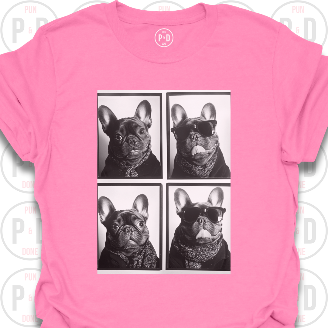Retro Photobooth Bewildered Frenchies, T-Shirt