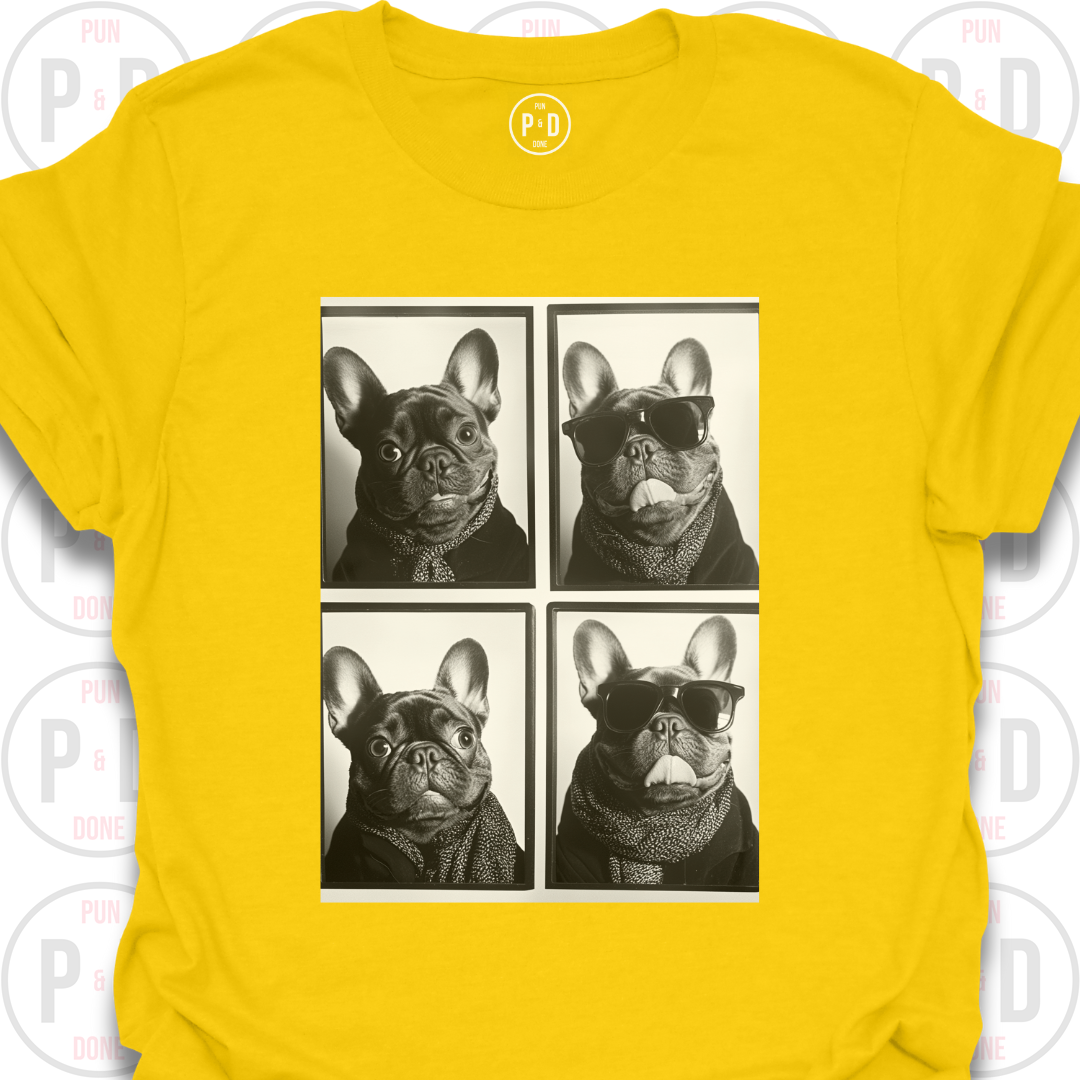 Retro Photobooth Bewildered Frenchies, T-Shirt
