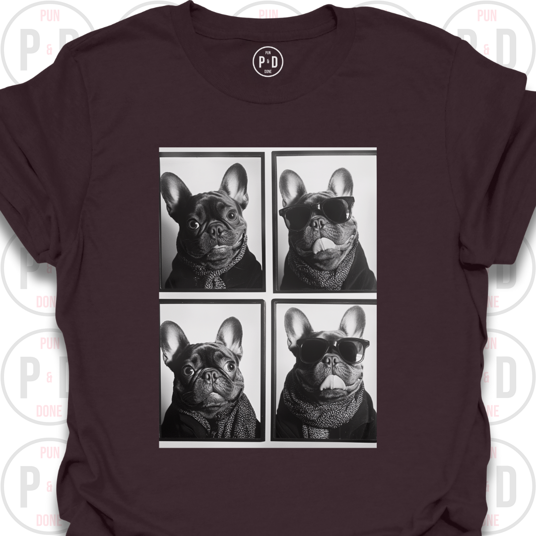 Retro Photobooth Bewildered Frenchies, T-Shirt