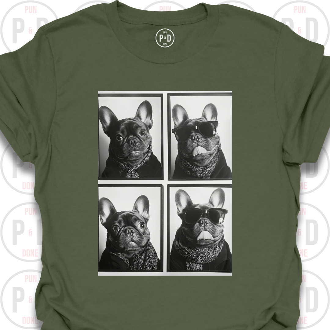 Retro Photobooth Bewildered Frenchies, T-Shirt
