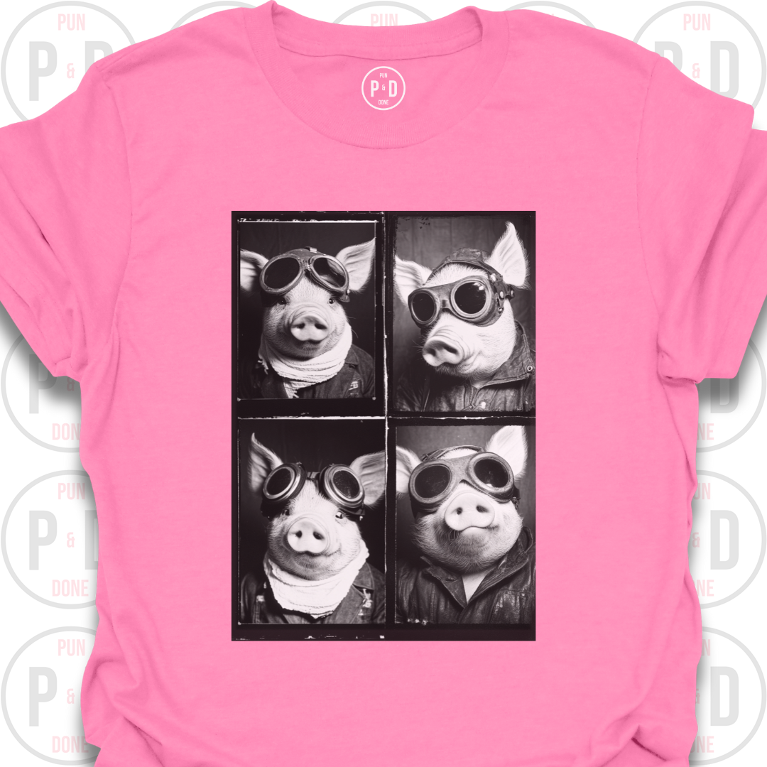 Retro Photobooth Pig, T-Shirt