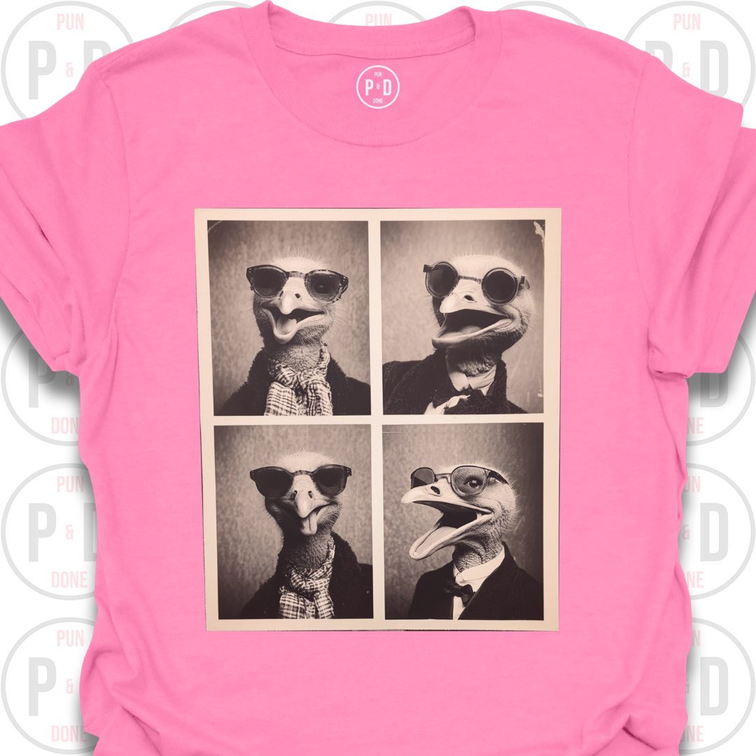Retro Photobooth Ostrich, T-Shirt