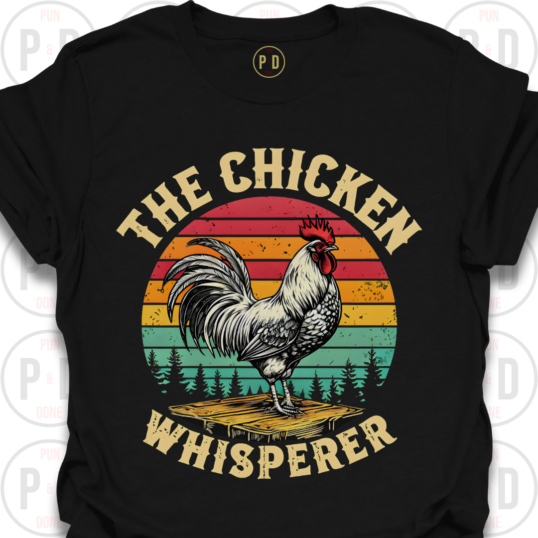 Retro Sunset Rooster, T-Shirt