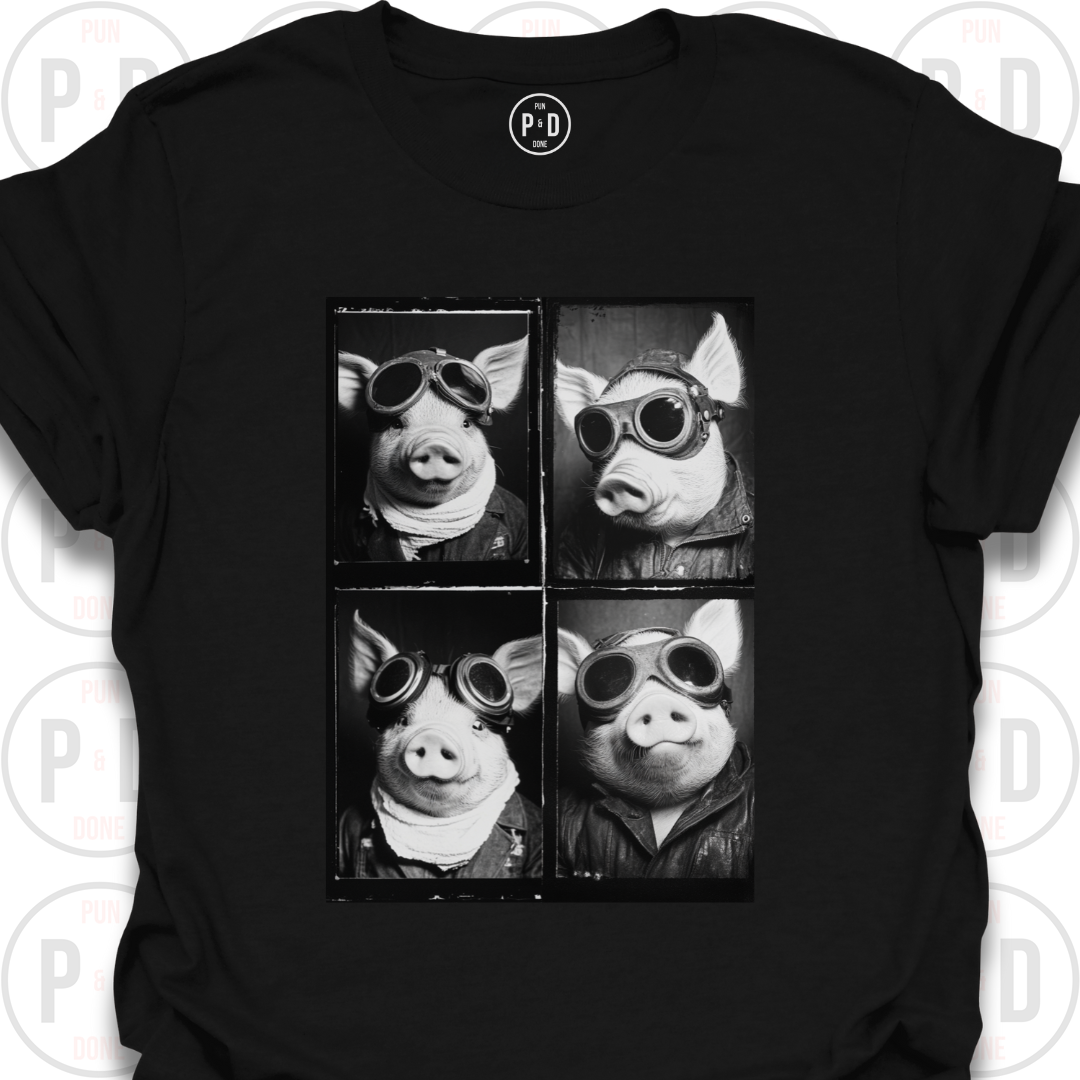 Retro Photobooth Pig, T-Shirt
