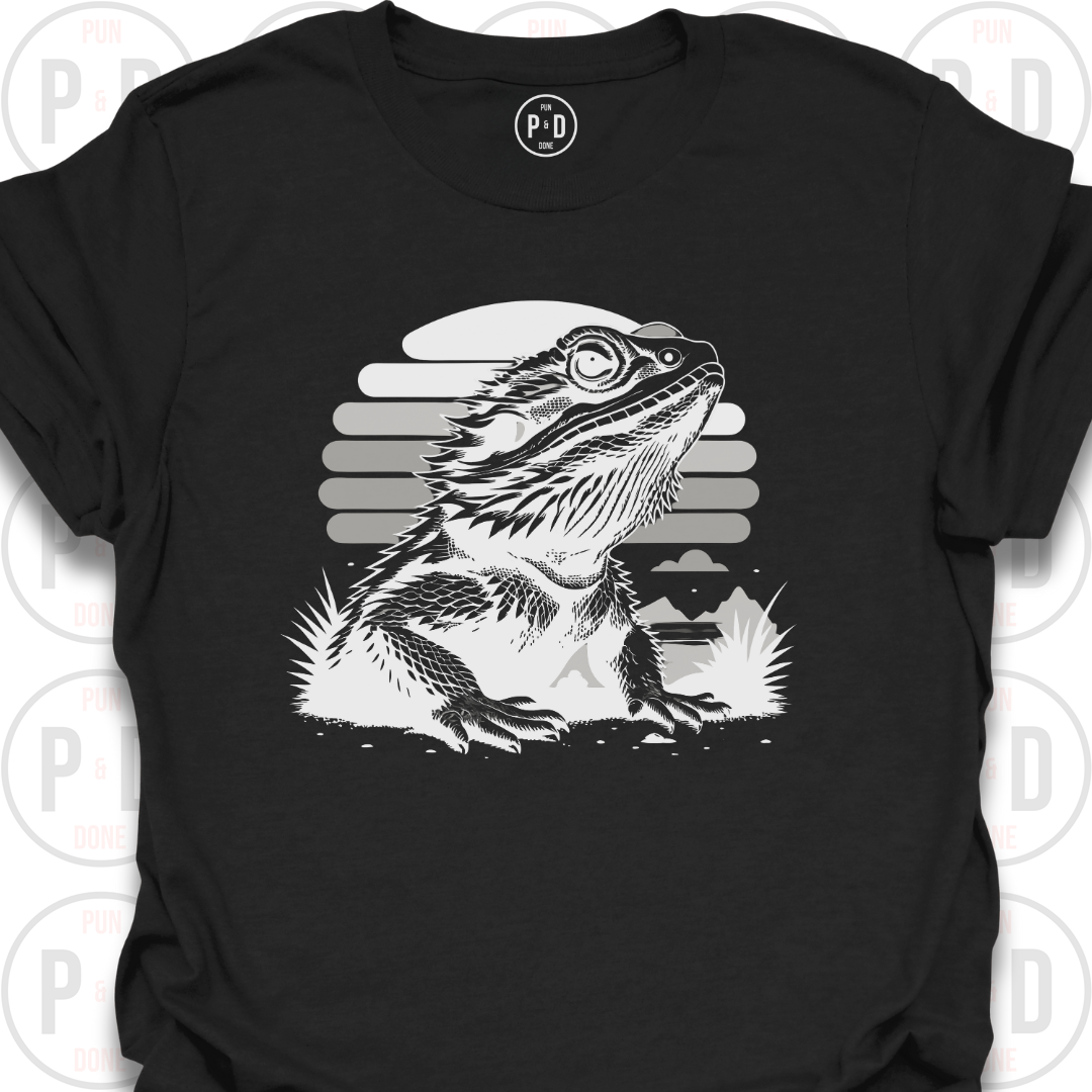 Bearded Dragon Retro Sunset, T-Shirt