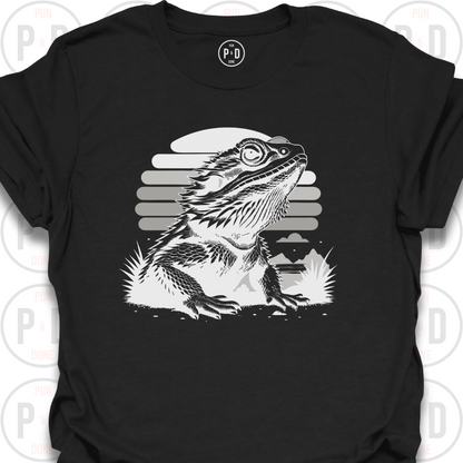 Bearded Dragon Retro Sunset, T-Shirt