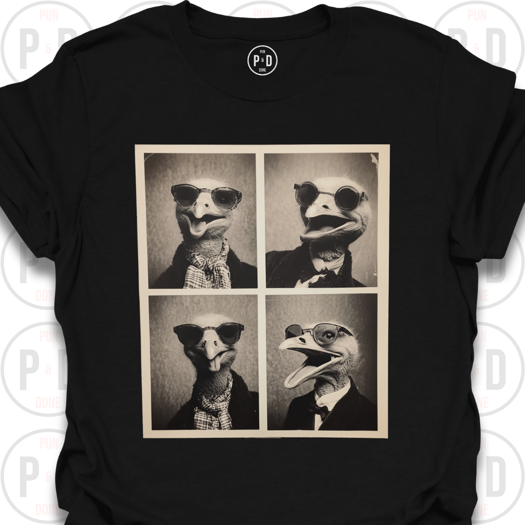 Retro Photobooth Ostrich, T-Shirt