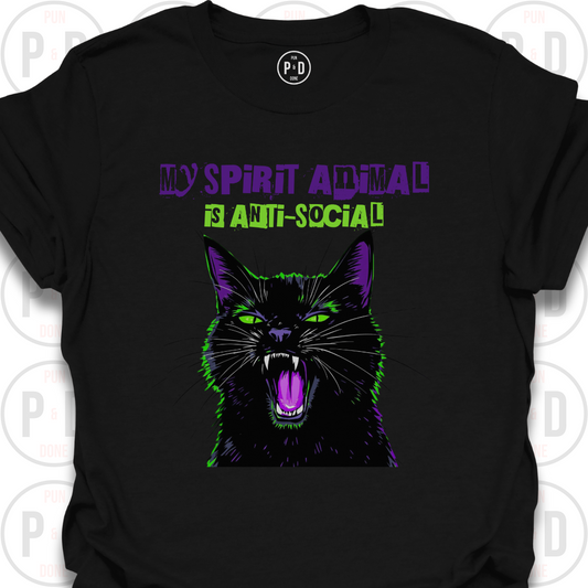 Anti-Social Spirit Animal, Black Cat, T-Shirt