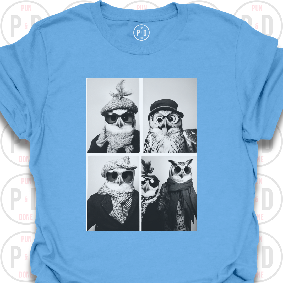 Retro Photobooth Owls, T-Shirt