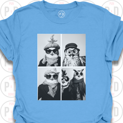 Retro Photobooth Owls, T-Shirt