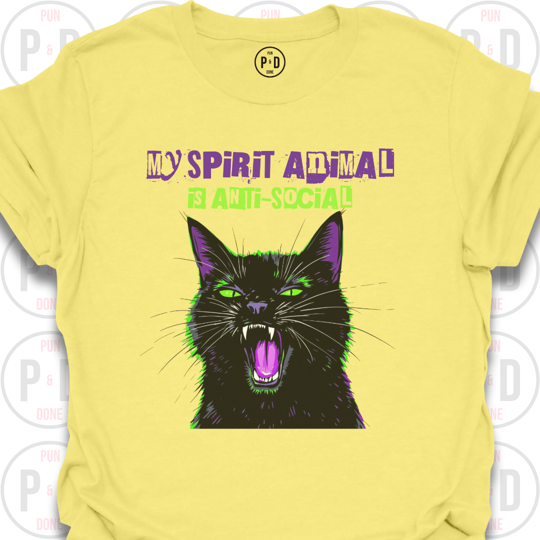 Anti-Social Spirit Animal, Black Cat, T-Shirt