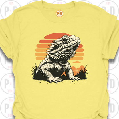 Bearded Dragon Retro Sunset, T-Shirt