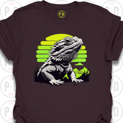 Bearded Dragon Retro Sunset, T-Shirt