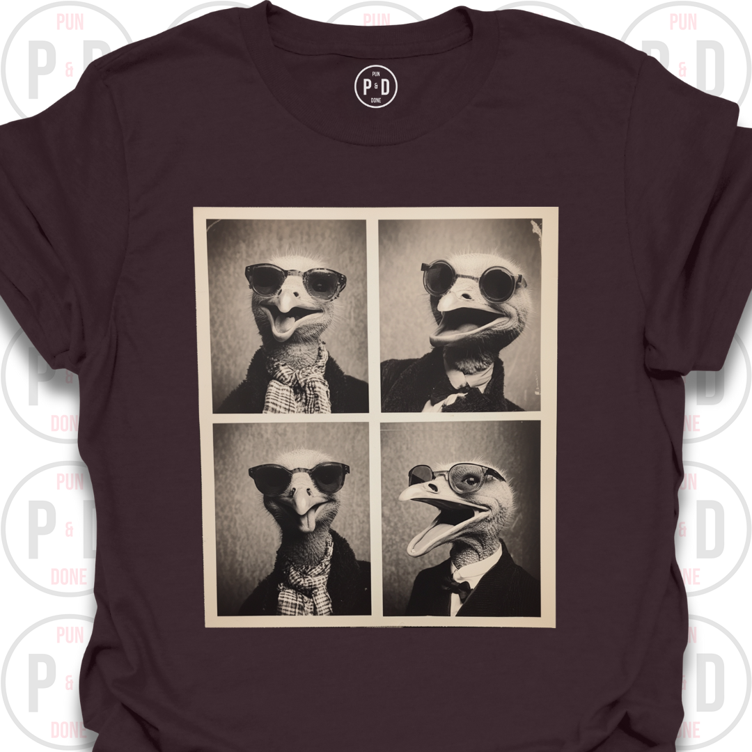 Retro Photobooth Ostrich, T-Shirt