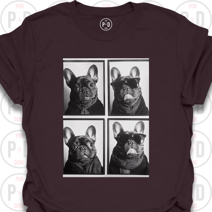 Retro Photobooth Bewildered Frenchies, T-Shirt