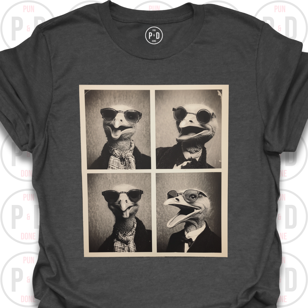 Retro Photobooth Ostrich, T-Shirt