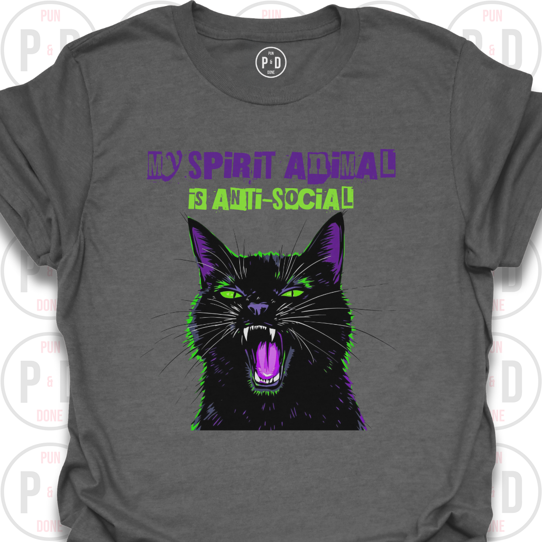 Anti-Social Spirit Animal, Black Cat, T-Shirt