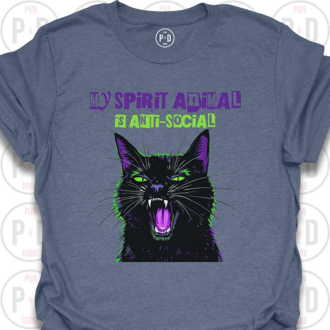 Anti-Social Spirit Animal, Black Cat, T-Shirt