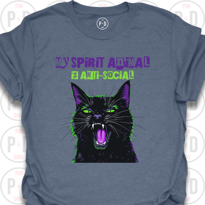 Anti-Social Spirit Animal, Black Cat, T-Shirt