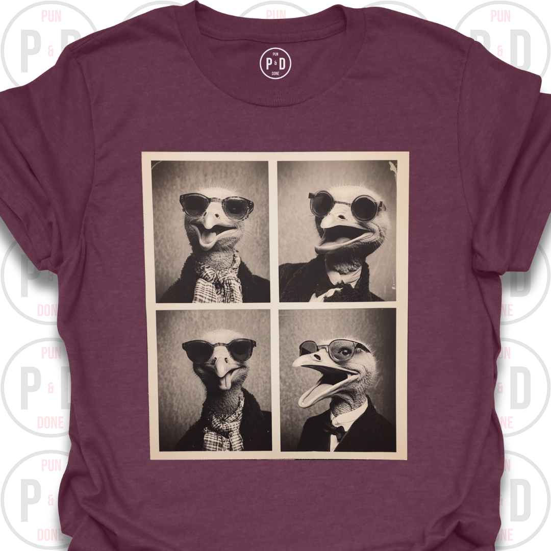 Retro Photobooth Ostrich, T-Shirt