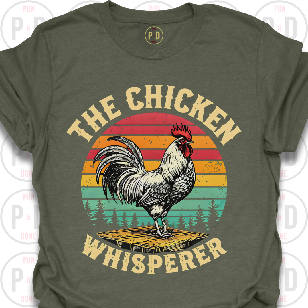 Retro Sunset Rooster, T-Shirt