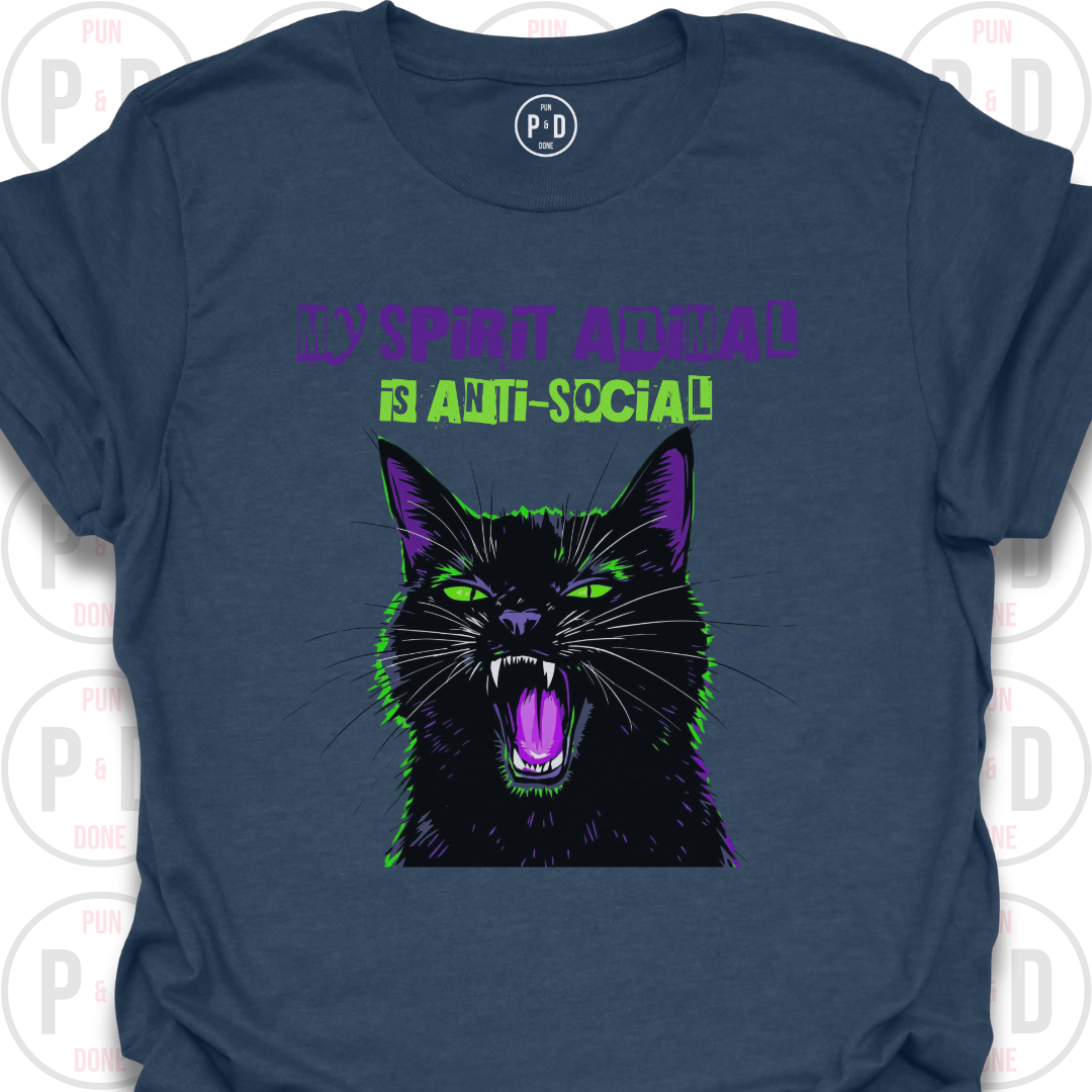 Anti-Social Spirit Animal, Black Cat, T-Shirt