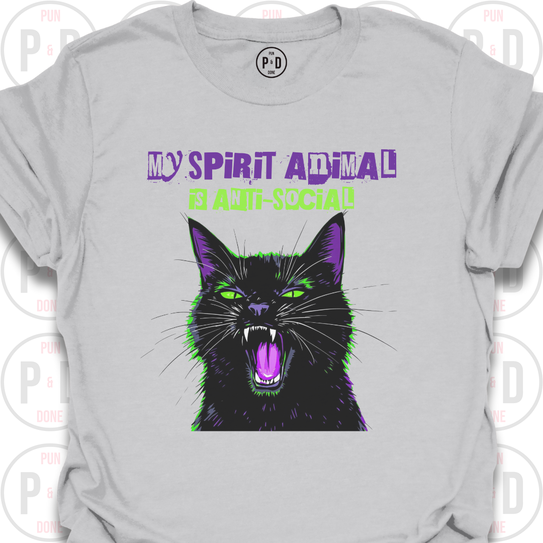 Anti-Social Spirit Animal, Black Cat, T-Shirt