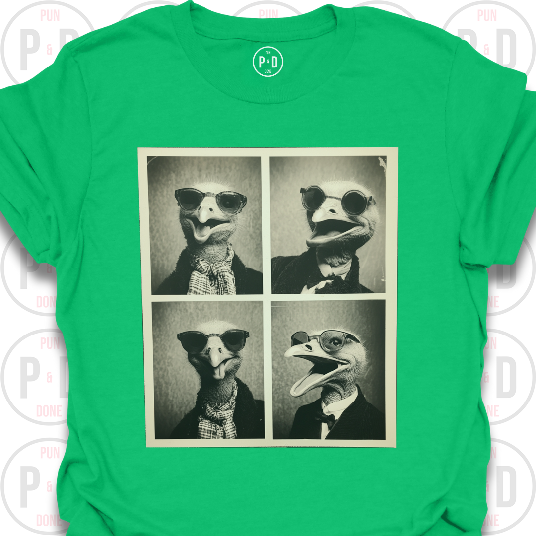 Retro Photobooth Ostrich, T-Shirt