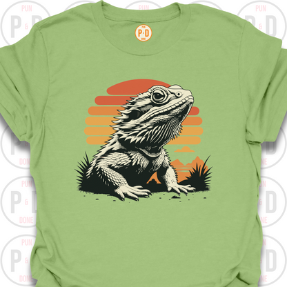 Bearded Dragon Retro Sunset, T-Shirt