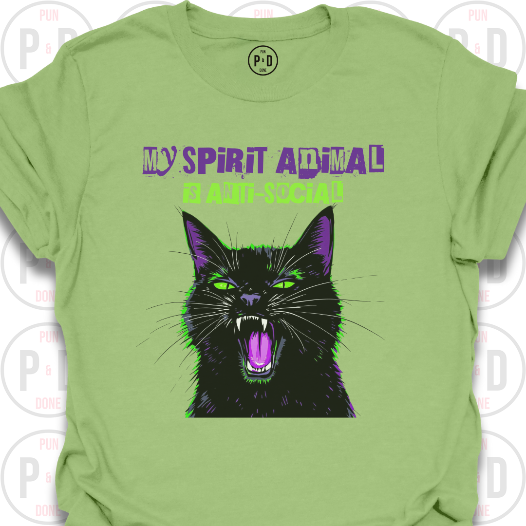 Anti-Social Spirit Animal, Black Cat, T-Shirt