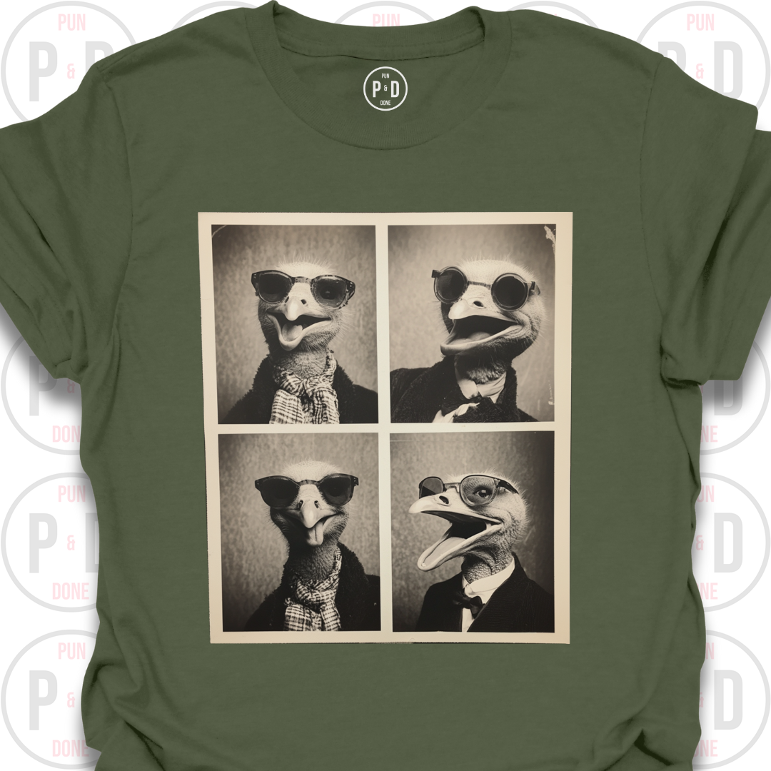 Retro Photobooth Ostrich, T-Shirt