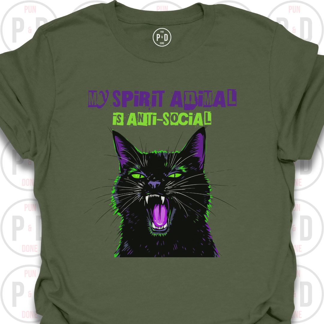 Anti-Social Spirit Animal, Black Cat, T-Shirt