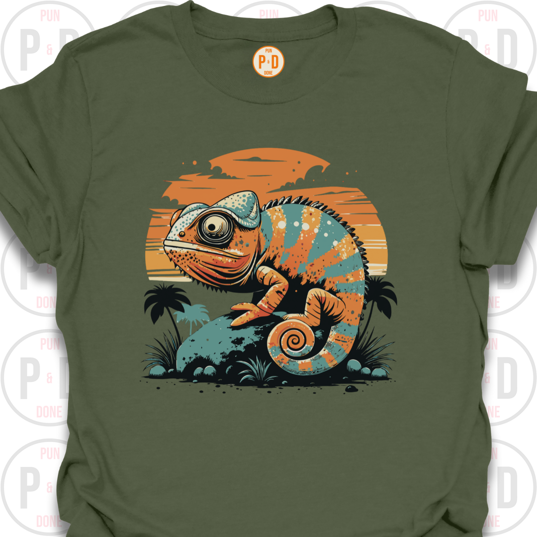 Chameleon Retro Sunset, T-Shirt