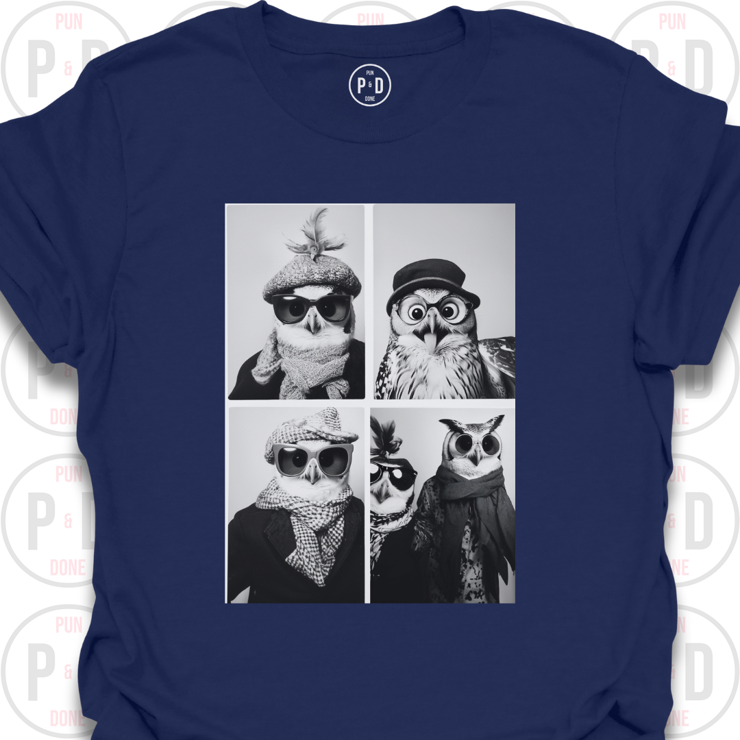 Retro Photobooth Owls, T-Shirt
