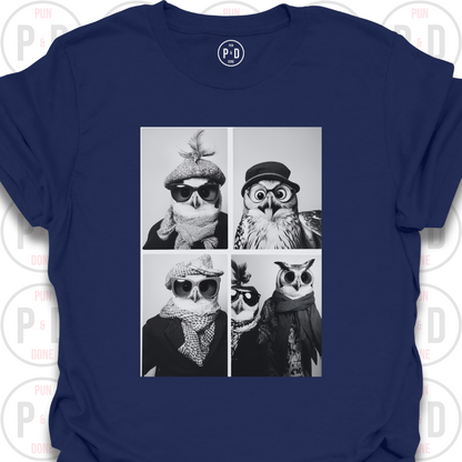 Retro Photobooth Owls, T-Shirt