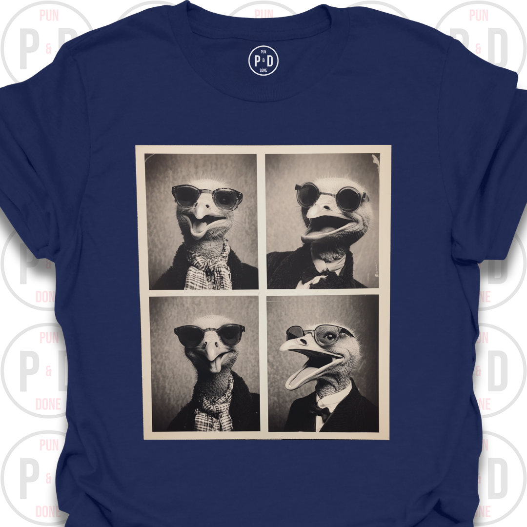 Retro Photobooth Ostrich, T-Shirt