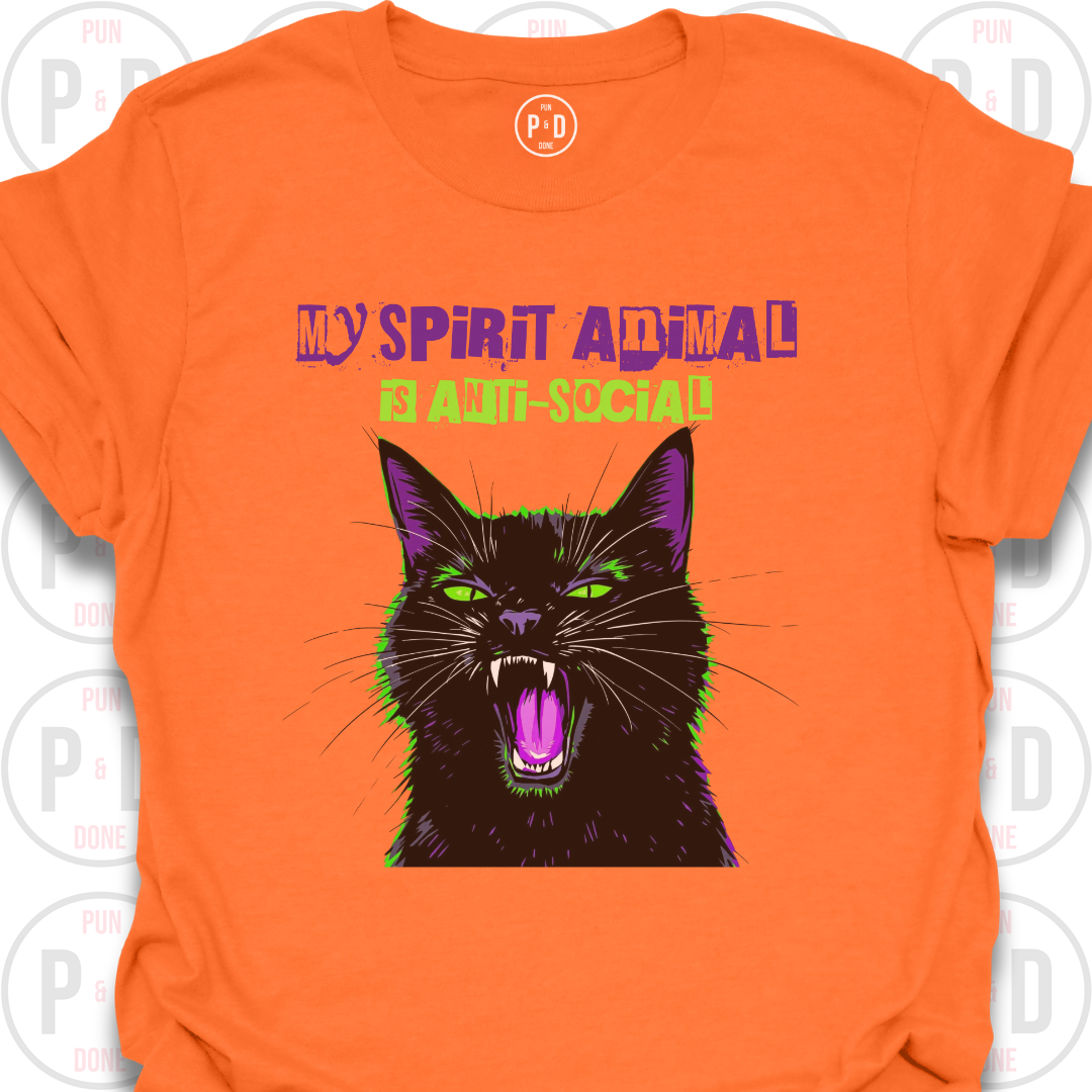 Anti-Social Spirit Animal, Black Cat, T-Shirt