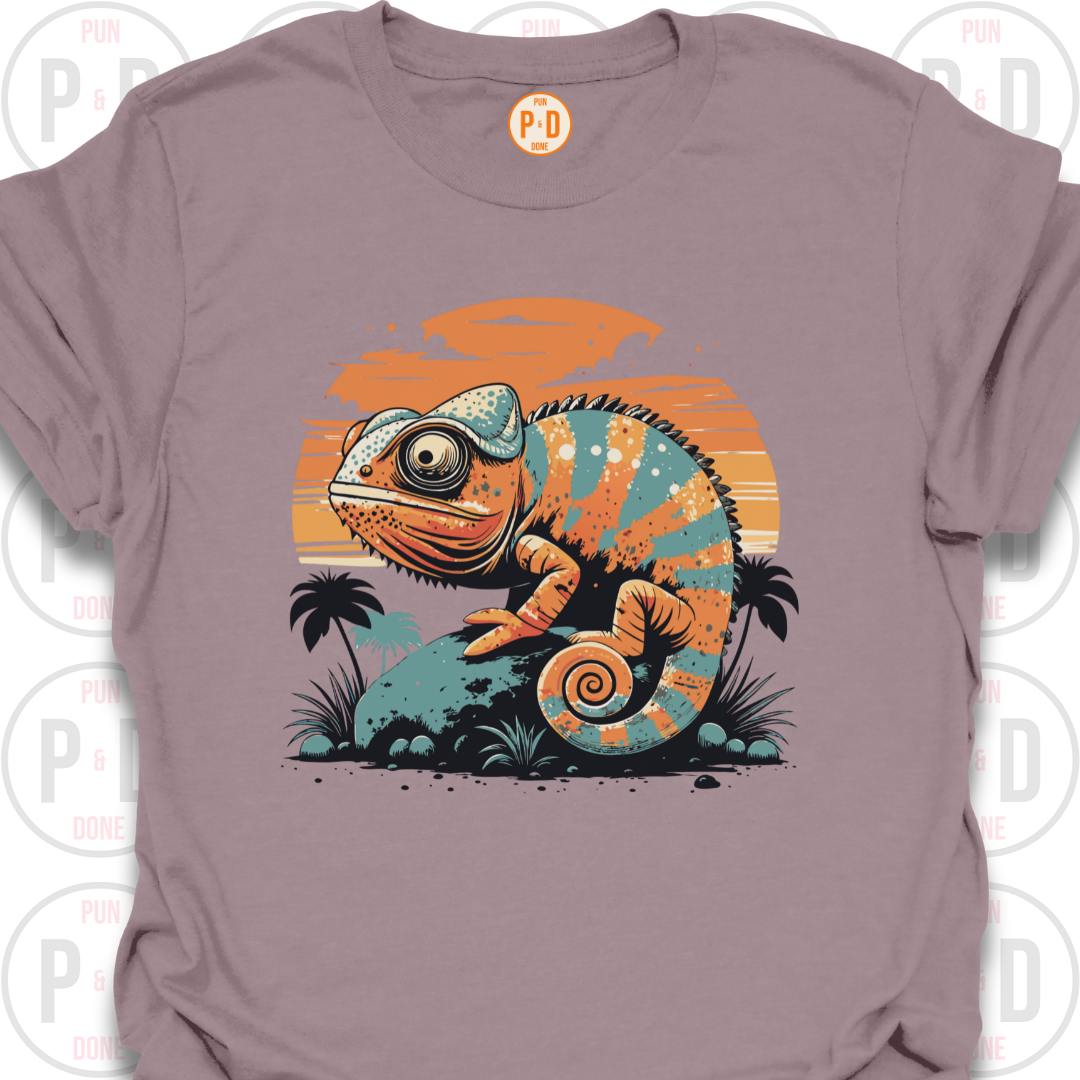 Chameleon Retro Sunset, T-Shirt