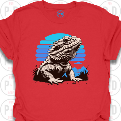 Bearded Dragon Retro Sunset, T-Shirt