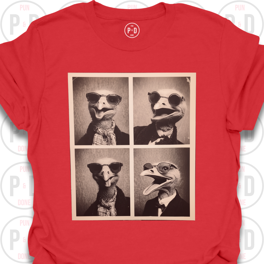Retro Photobooth Ostrich, T-Shirt