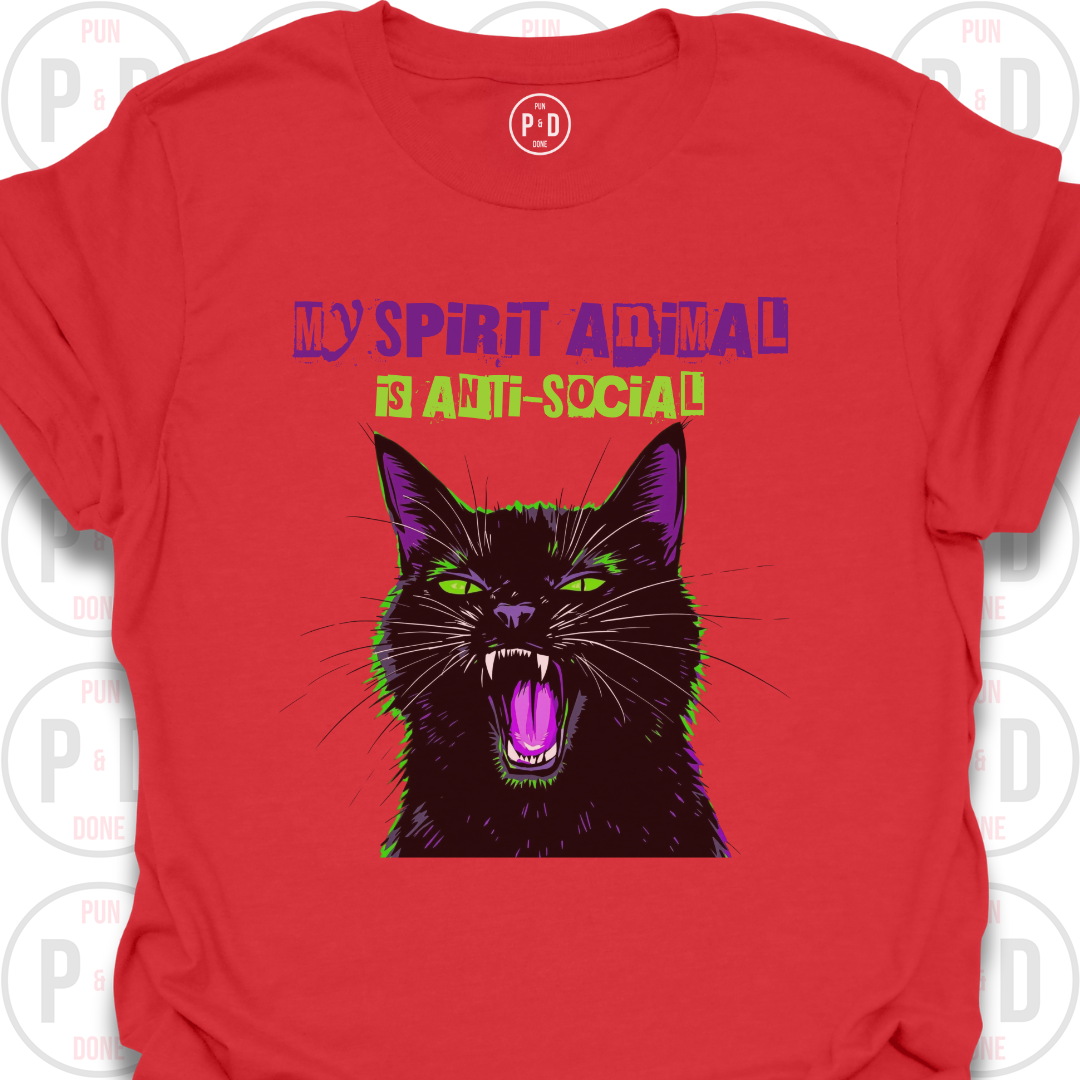 Anti-Social Spirit Animal, Black Cat, T-Shirt