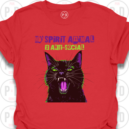 Anti-Social Spirit Animal, Black Cat, T-Shirt