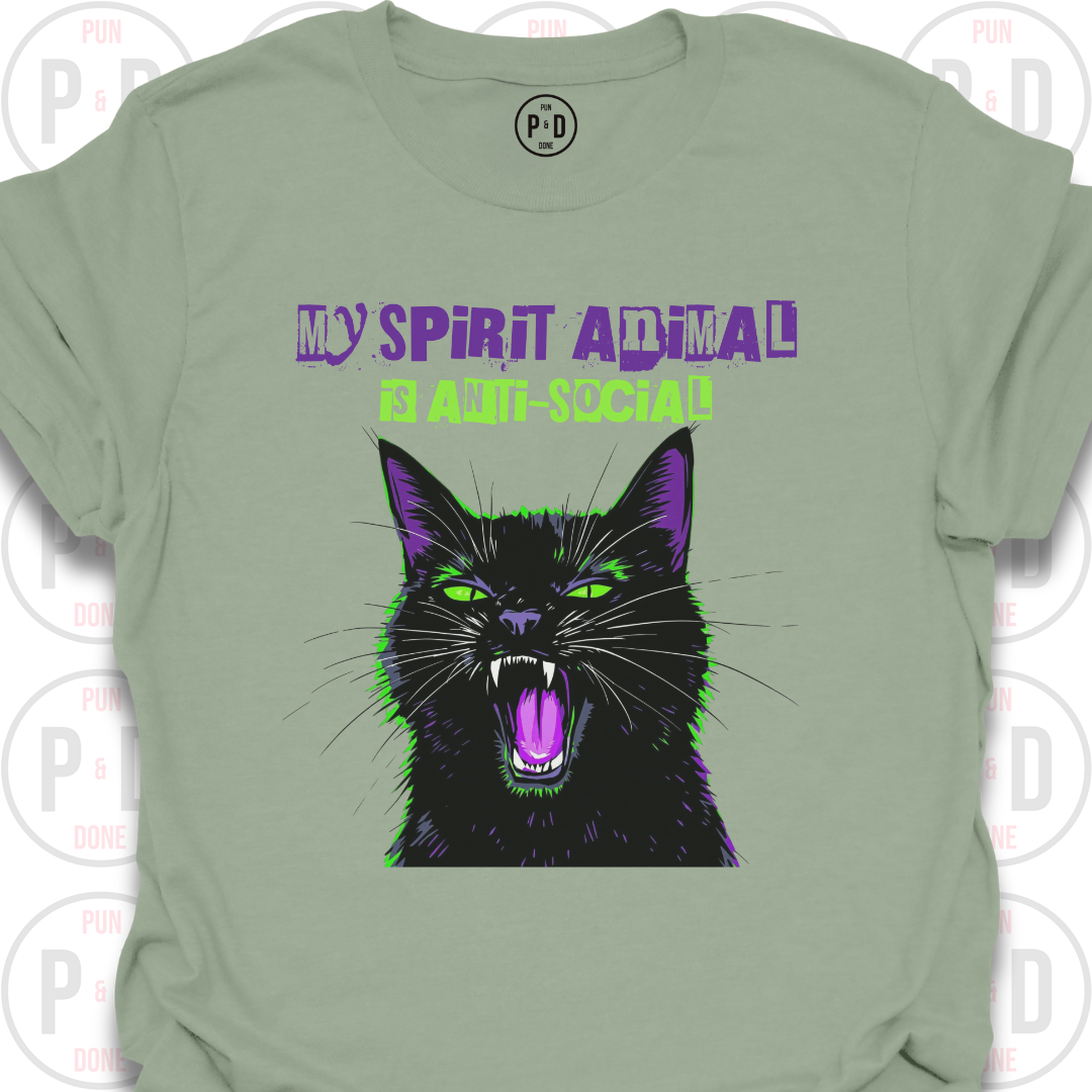 Anti-Social Spirit Animal, Black Cat, T-Shirt
