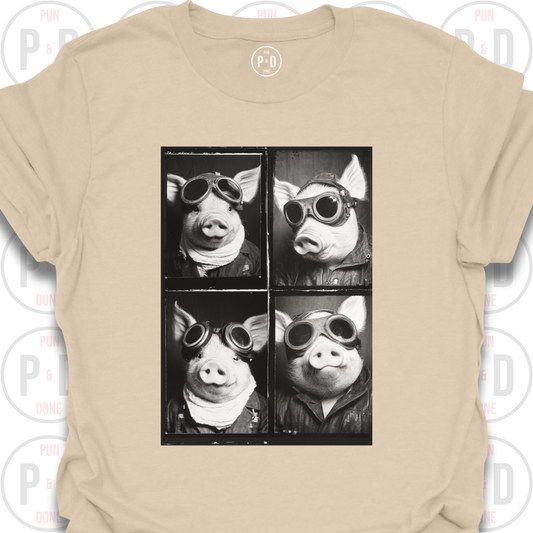 Retro Photobooth Pig, T-Shirt