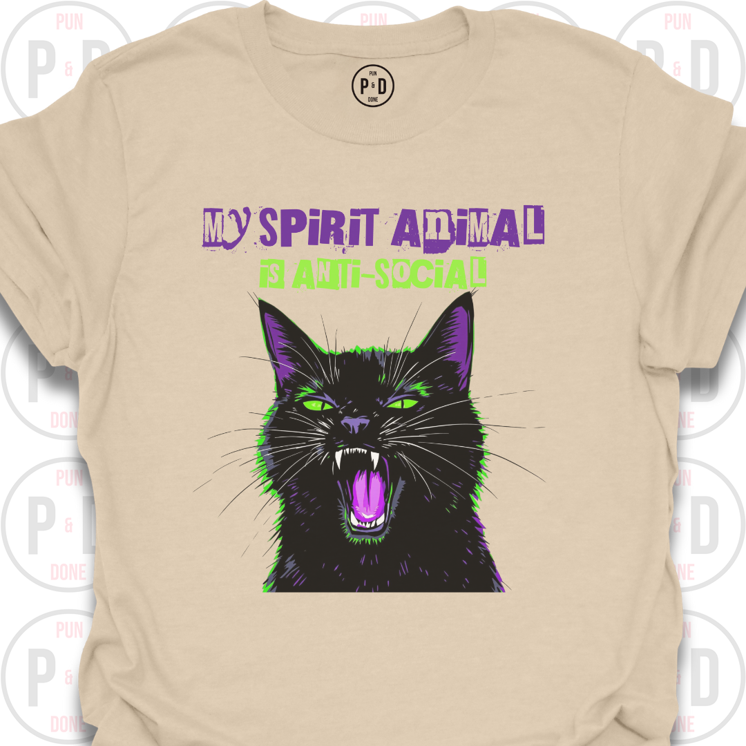 Anti-Social Spirit Animal, Black Cat, T-Shirt
