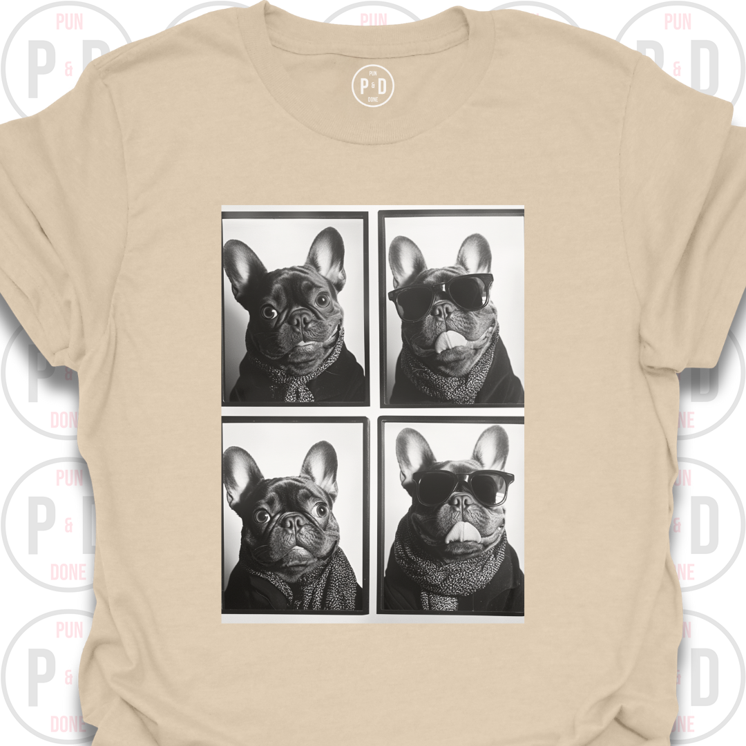 Retro Photobooth Bewildered Frenchies, T-Shirt