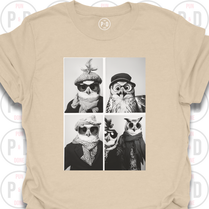 Retro Photobooth Owls, T-Shirt