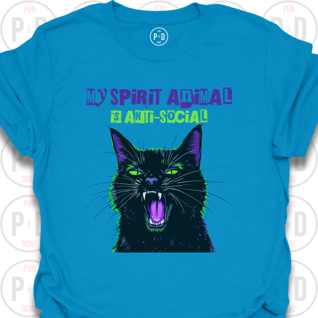 Anti-Social Spirit Animal, Black Cat, T-Shirt