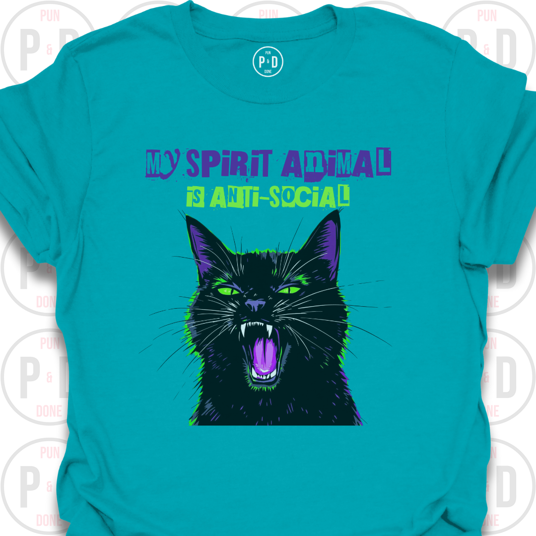 Anti-Social Spirit Animal, Black Cat, T-Shirt