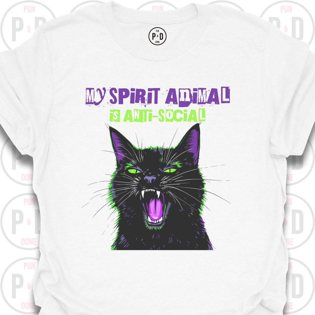 Anti-Social Spirit Animal, Black Cat, T-Shirt